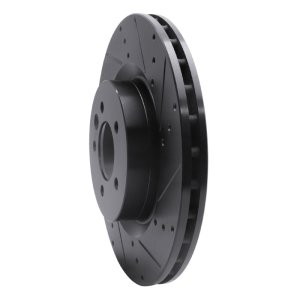 Land Rover Discovery Brake Rotor (1) - Front Right - R1 Concepts - Drilled & Slotted - Black - `06-`17